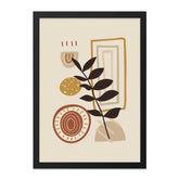 Abstract Botanical Wall Art, Boho Modern Art Print, Minimalist Geometric Art, Neutral Tone Art, Living Room Decor, Framed Art Print - Tawshia